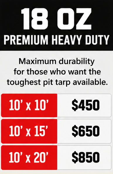 18 oz standard duty 10×10 $450 | 10×15 $650 | 10×20 $850